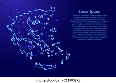 Map Greece Contours Network Blue Luminous Stock Vector Royalty Free