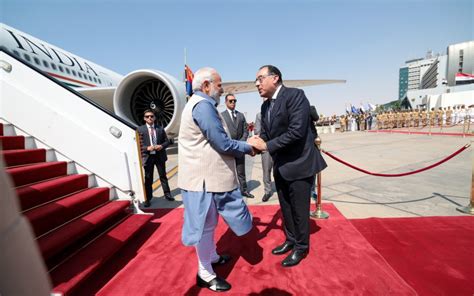 Pm Modi Arrives In Egypt For Two Day State Visit Pm Modi Arrives In