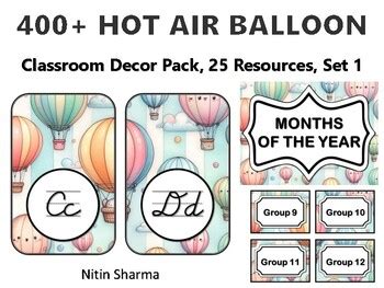 400 Hot Air Balloon Classroom Décor Pack 4070 25 Resources Set 1