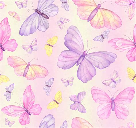 Download Pink And Purple Pastel Butterflies Wallpaper