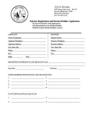 Fillable Online Application For Hawker Peddler License Fax Email Print