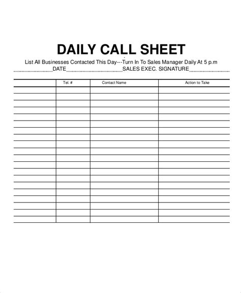 Printable Call Log Templates In Microsoft Word And Excel Aidan