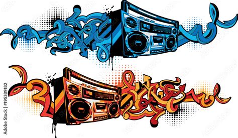 Boom box in graffiti style Stock Vector | Adobe Stock