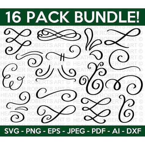 Flourish SVG Bundle, Swoosh svg, swashes svg, swirl svg, squ - Inspire ...