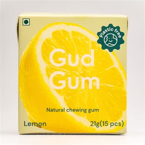 Plastic Free Chewing Gum Lemon 15 Pieces Per Pack 21g Gud Gum Planet Friendly Chewing Gum