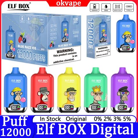 Original Elf Box Digital 12000 Puffs Disposable E Cigarettes Vape Puff