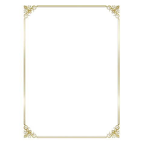 Ligne De Bordure Rectangle Doré Format Papier A4 PNG Bordure