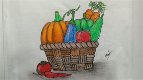 Easy Vegetable Basket Drawing For Beginners How To Draw Vegetable