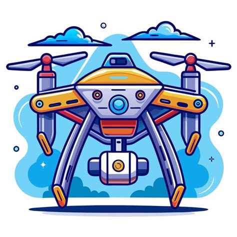 Cartoon Drone with Four Propellers Flying Above Clouds | Premium AI-generated vector