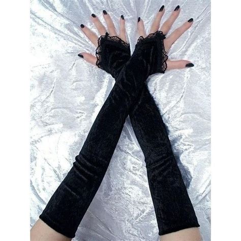 Extra Black Long Fingerless Gloves Arm Warmers In Gothic Burlesque