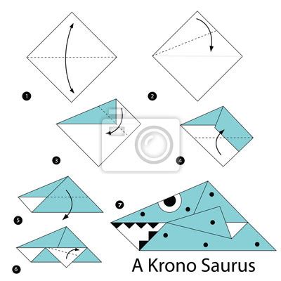 Naklejka Instrukcje Krok Po Kroku Jak Zrobi Origami Dinozaur Na