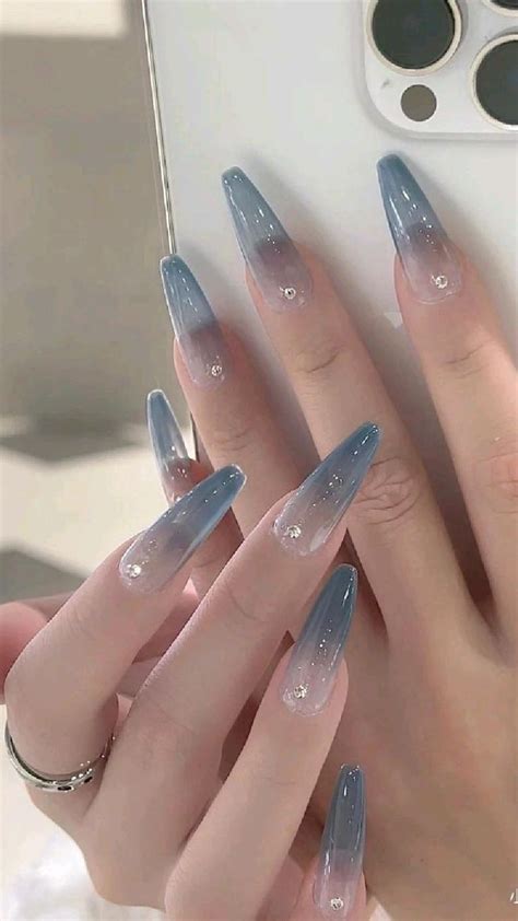 Blush Nails Blue Ombre Nails Soft Nails Simple Nails Ombre Nail Art