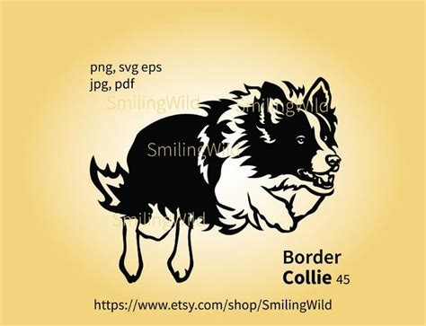 Running Border Collie Dog Svg Vector Graphic Art Border Collie Svg