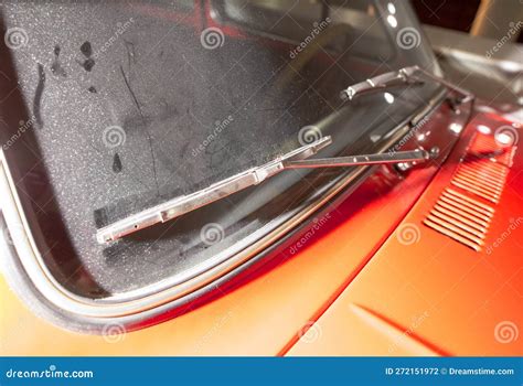 Windshield Wiper On The Window Of A Red Car Stock Photo Image Of