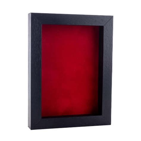 8x10 Shadow Box Frame Textured Black Wood 34 Depth Red Suede Backing Uv Acrylic 8x10 Fred