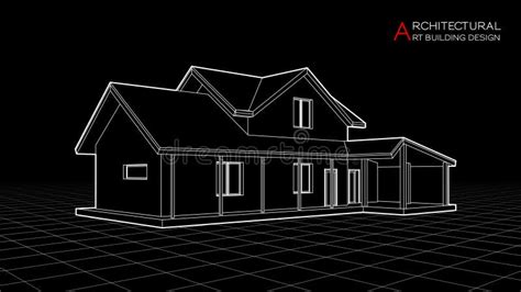 Modern House Building Vector Architectural Drawings 3d Illustration Stock Illustration