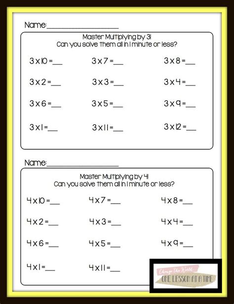 Math Masters Multiplication Fact Fluency