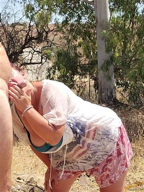 Horny BBW Nikki Holland Sucking On A Hard Cock Outdoors 15 Photos