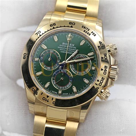 Rolex Cosmograph Daytona Green Dial K Yellow Gold Oyster