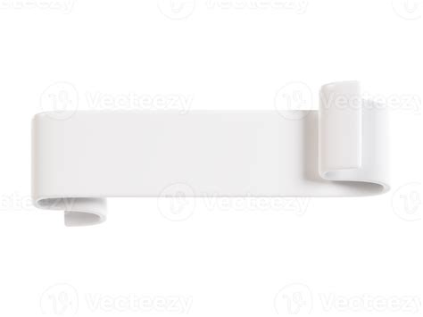 White Ribbon Banner D Render Illustration Of Glossy Rolled Text Box