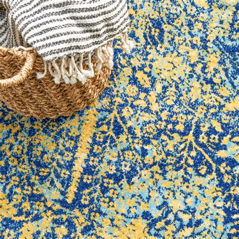 Network Rugs Royal Blue And Yellow Radiance Round Rug Temple And Webster