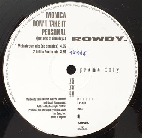 Monica – Don't Take It Personal (Just One Of Dem Days) (1995, Vinyl) - Discogs