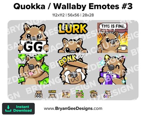 Quokka Wallaby Dono Lurk This Is Fine Hit GG Gift Twitch Emotes For