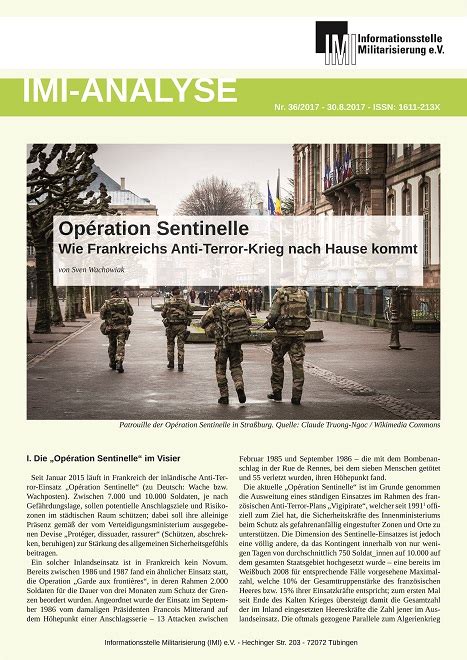 Informationsstelle Militarisierung IMI Opération Sentinelle