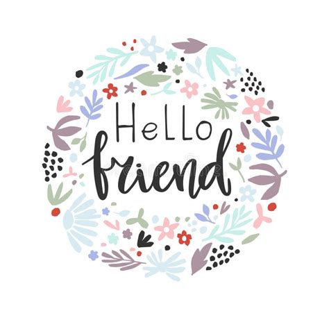 Hand Drawn Phrase Hello Friend Stock Vector Illustration Of Frame