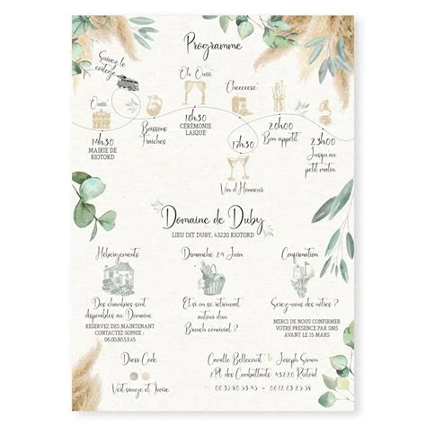 Invitation Mariage Vert Sauge Sage Green Et Pampa