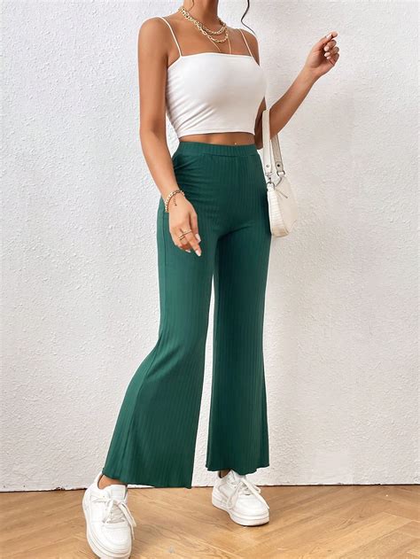 Shein Petite Pantalon Vas Unicolore C Tel Mode En Ligne Shein France