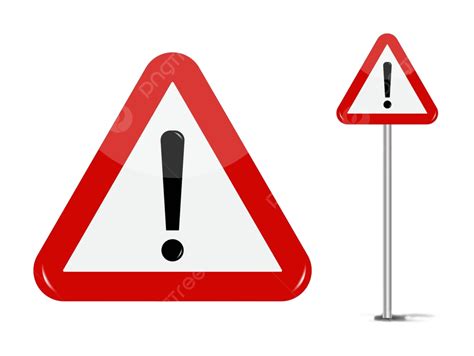 Illustration Of A Red Triangle Warning Road Sign With An Exclamation