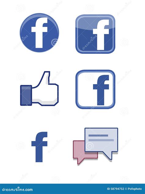 Facebook Icon Set Vector Editorial Photography Illustration Of Icon