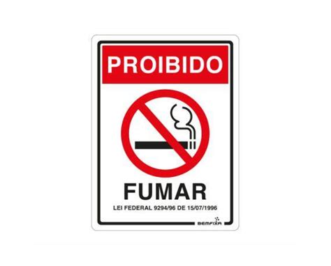 Placa de sinalização PROIBIDO FUMAR 15X20 POLIURETANO Bemfixa