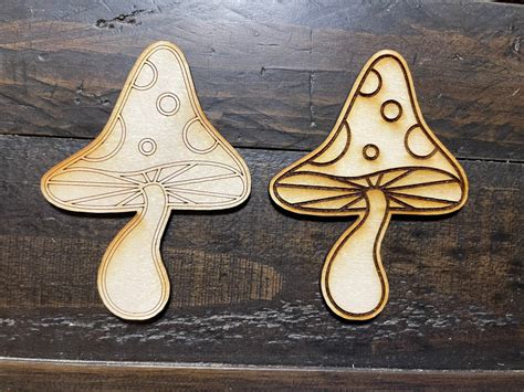 Set Of Mushroom Wood Cutout Outlined Mushroom Wall Decor Etsy