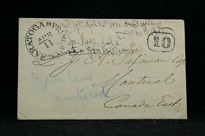 New York Saratoga Springs Stampless Cross Border Cover To Canada