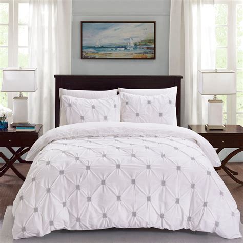 California Design Den Diamond Pintuck Duvet Cover Set Cotton White