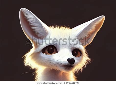 Closeup Head Shot White Fennec Fox Stock Illustration 2199698399 | Shutterstock