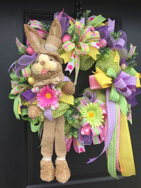 Easter Wreath Easter Bunny Wreath Spring Deco Mesh Wreath Front Door