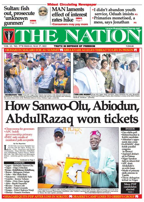 Nigerian Newspapers Daily Front Pages Review Friday Th May