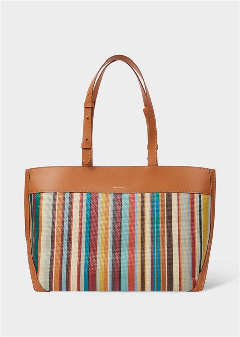 Paul Smith Women S Signature Stripe Raffia Tote Bag King S Cross