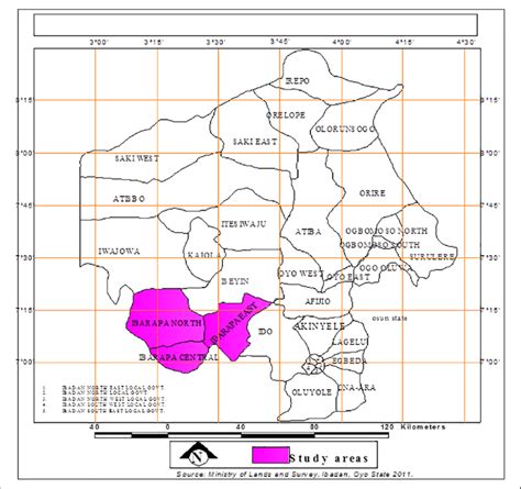 Map of Oyo State showing the study areas. | Download Scientific Diagram