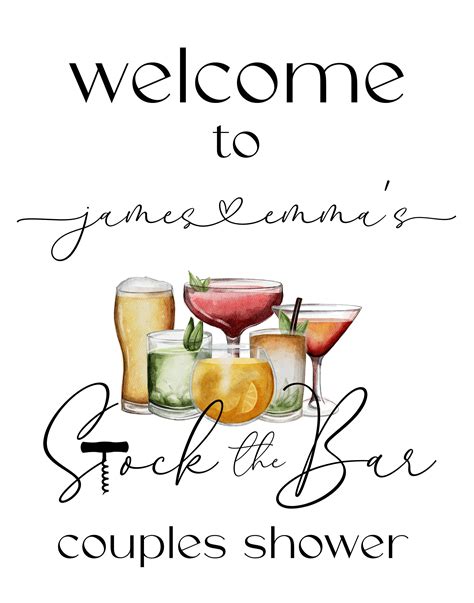 Stock The Bar Shower Welcome Sign Bridal Shower Couples Shower Bar Party Bar Shower