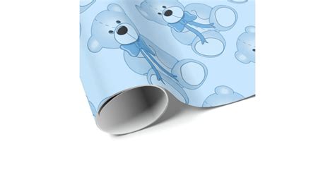 Baby Blue Teddy Bear Pattern Wrapping Paper Zazzle