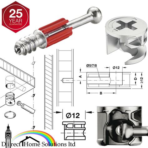 HAFELE MINIFIX Ø12mm CAM LOCK BOLTS FIXING DOWELS FURNITURE FITTINGS