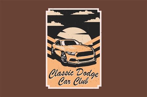 Projeto clássico da ilustração vintage do clube do carro dodge Vetor