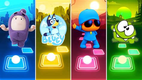 Newt Oddbods Vs Bluey Bingo Cartoon Vs Pocoyo Vs Om Nom Tiles Hop EDM