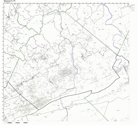 Mercer County West Virginia Wv Zip Code Map Not Laminated