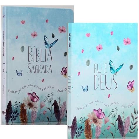 Combo Bíblia Sagrada Jardim Secreto Soft Touch Slim Livro Eu e Deus