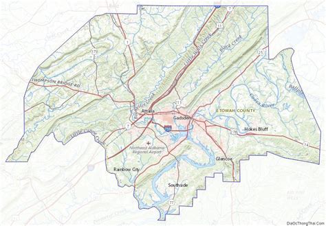 Topographic Map Of Etowah County Alabama Alabama